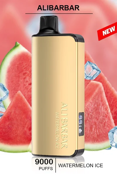 ALIBARBAR INGOT Watermelon Ice disposable vape, offering 9000 puffs of sweet and icy watermelon flavor in a sleek design.