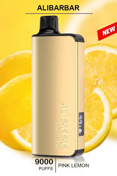 ALIBARBAR INGOT Pink Lemon disposable vape, offering 9000 puffs of sweet and tangy pink lemon flavor in a sleek design.