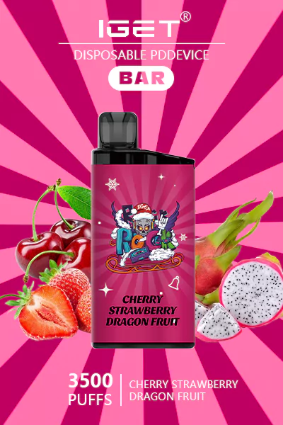 IGET BAR Cherry Strawberry Dragon Fruit Disposable Vape 3500 Puffs with Exotic Fruit Flavor Combination