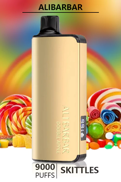 ALIBARBAR INGOT Skittles disposable vape, offering 9000 puffs of sweet and fruity Skittles flavor in a sleek and colorful design.