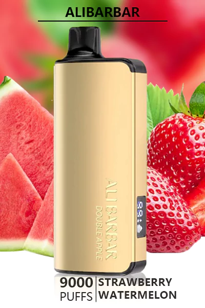 ALIBARBAR INGOT Strawberry Watermelon disposable vape, offering 9000 puffs of juicy strawberry and watermelon flavor in a sleek, fruit-inspired design.