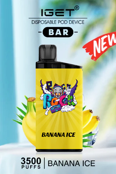 IGET BAR Banana Ice disposable vape, delivering 3500 puffs of sweet banana and menthol ice flavor in a sleek, portable design.