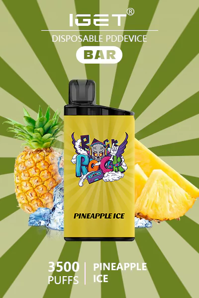 IGET BAR Pineapple Ice disposable vape offering 3500 puffs of sweet pineapple flavor with a refreshing icy menthol twist in a sleek, portable device.