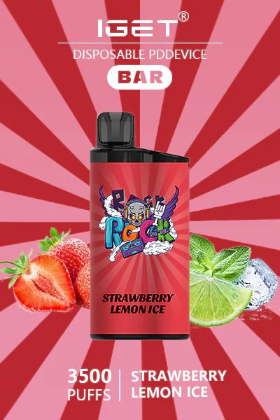 IGET BAR Strawberry Lemon Ice disposable vape offering 3500 puffs of sweet strawberry and tangy lemon with a cool menthol finish.