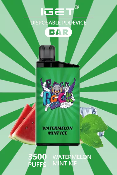 IGET BAR Watermelon Mint Ice disposable vape offering 3500 puffs of refreshing watermelon and mint ice flavor in a sleek, portable design.