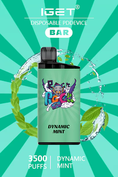 IGET BAR Dynamic Mint disposable vape offering 3500 puffs of cool, refreshing mint flavor.