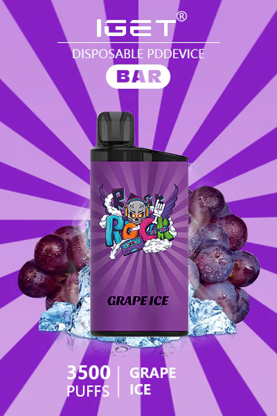 IGET BAR Grape Ice disposable vape offering 3500 puffs of rich grape flavor with a cool icy finish.