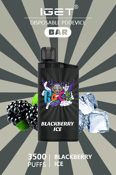 IGET BAR Blackberry Ice disposable vape with 3500 puffs, featuring rich blackberry flavor and a refreshing icy finish.