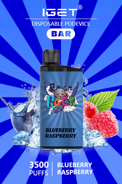 IGET BAR Blueberry Raspberry Ice disposable vape featuring 3500 puffs of sweet berry flavor and refreshing ice.