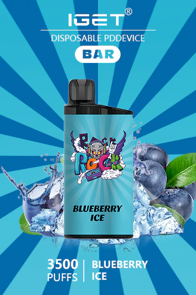 IGET BAR Blueberry Ice disposable vape offering 3500 puffs of sweet blueberry flavor and refreshing ice.