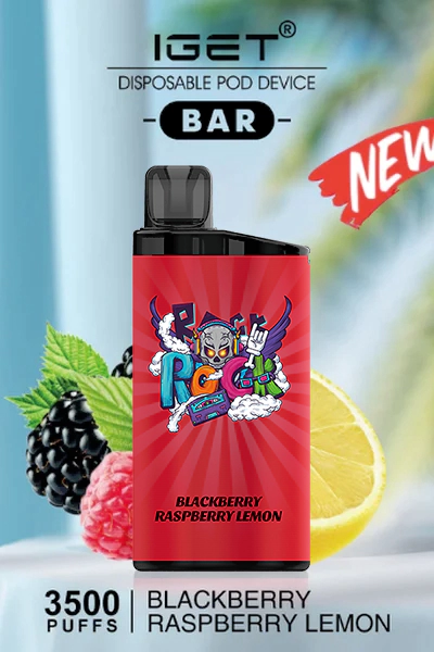 IGET BAR Blackberry Raspberry Lemon disposable vape featuring a perfect blend of blackberry, raspberry, and lemon flavors with 3500 puffs.