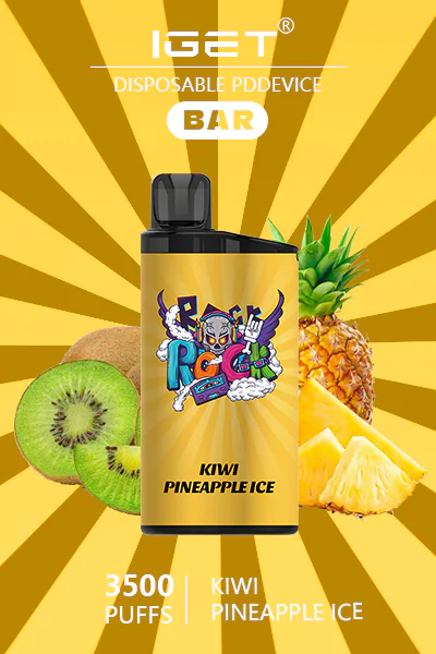 IGET BAR Kiwi Pineapple Ice disposable vape, featuring a tropical blend of kiwi and pineapple with a cool ice finish for a refreshing vaping experience.