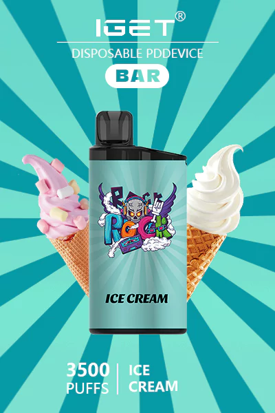 IGET BAR Ice Cream disposable vape featuring a creamy, sweet ice cream flavor with 3500 puffs of smooth, dessert-inspired vaping.