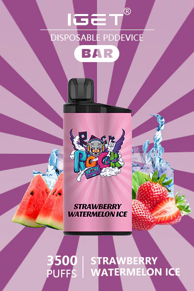 IGET BAR Strawberry Watermelon Ice disposable vape featuring a refreshing, fruity strawberry and watermelon flavor with a cool icy finish.